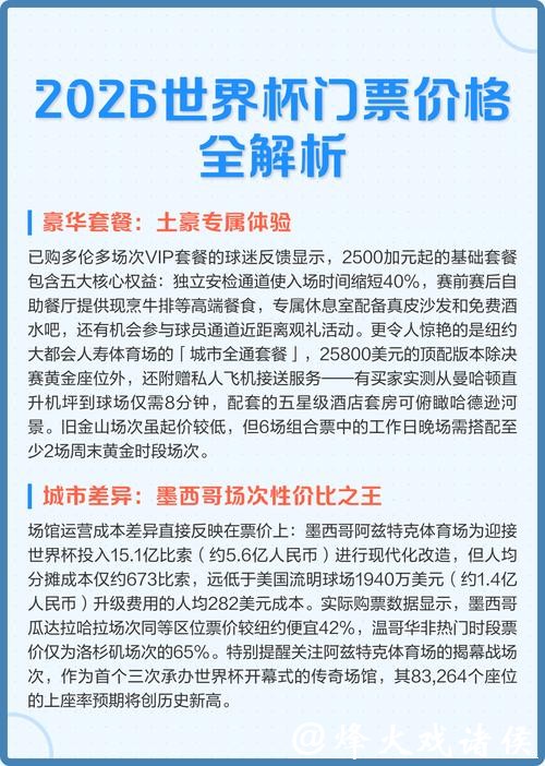 2026年美国世界杯门票购买指南